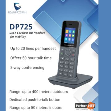 Grandstream DECT DP725: Ασύρματο HD handset με απαράμιλλη κινητικότητα